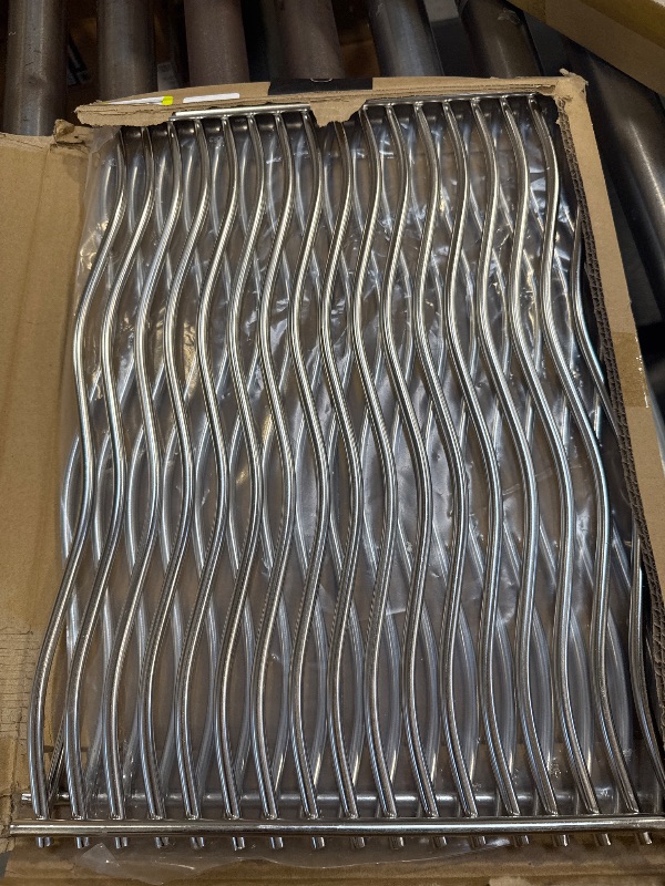 Photo 1 of 17-3/4" Stainless Steel 2 Waved Cooking Grids Grates Replacement Parts for Napoleon Prestige 500, Pro 500, LEX 485, Gas Grill S83011
