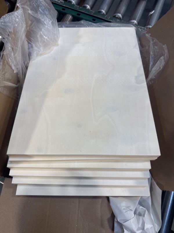 Photo 1 of  6 Pack Wood Panels Wooden Panels Canvas Unfinished Craft Wood Boards Panels for Art Crafts Acrylic and Oil Painting Pouring DIY Projects