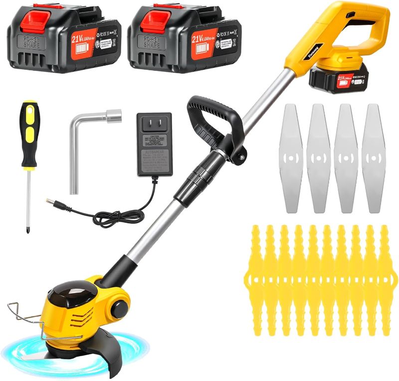 Photo 1 of Cordless  Wacker Electric Grass Trimmer with 21v 4000mah Battery Powered Weed Trimmer Lightweight Lawn Edger Tool for Small and Medium Garden and Yard Lawn