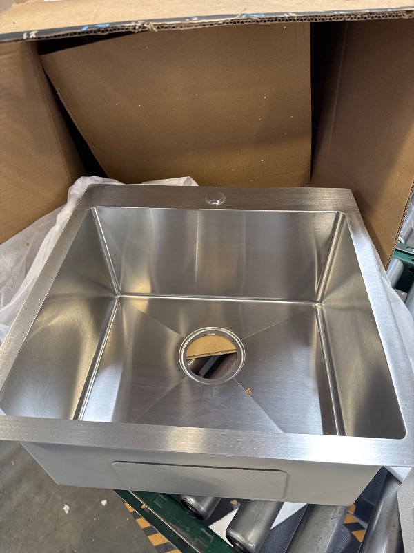 Photo 1 of SHACO 18 Inch Drop In Bar Sink,18x18 Inch Brushed Nickel Small Kitchen Sink,Stainless Steel 16 Gauge Single Bowl Outdoor Laundry Prep RV Sink with Strainer Drain
