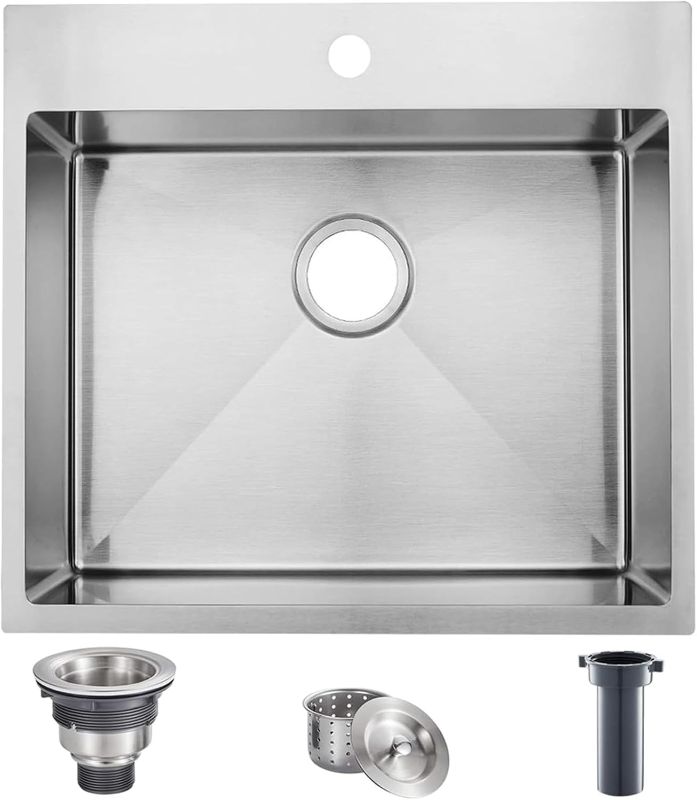 Photo 1 of SHACO 18 Inch Drop In Bar Sink,18x18 Inch Brushed Nickel Small Kitchen Sink,Stainless Steel 16 Gauge Single Bowl Outdoor Laundry Prep RV Sink with Strainer Drain
