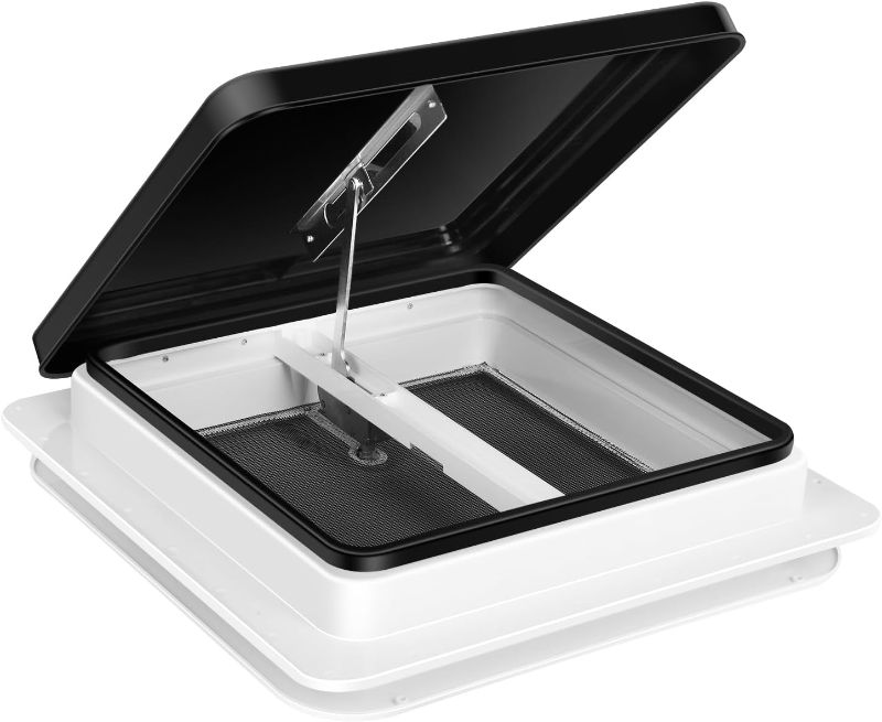Photo 1 of RV Roof Vent Kit 14" x 14" Manual Lift Black Lid
