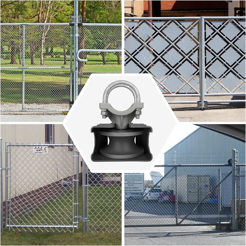 Photo 1 of Nylon Cantilever Roller, 2-3/8"(2-1/2") Round Gate Frame 4" Round Post Chain Link Fence Parts, Sliding Gate Rollers, Cantilevered Rail Fence Gate Kit, Pack of 4(1) Sliding Gate Hardware
