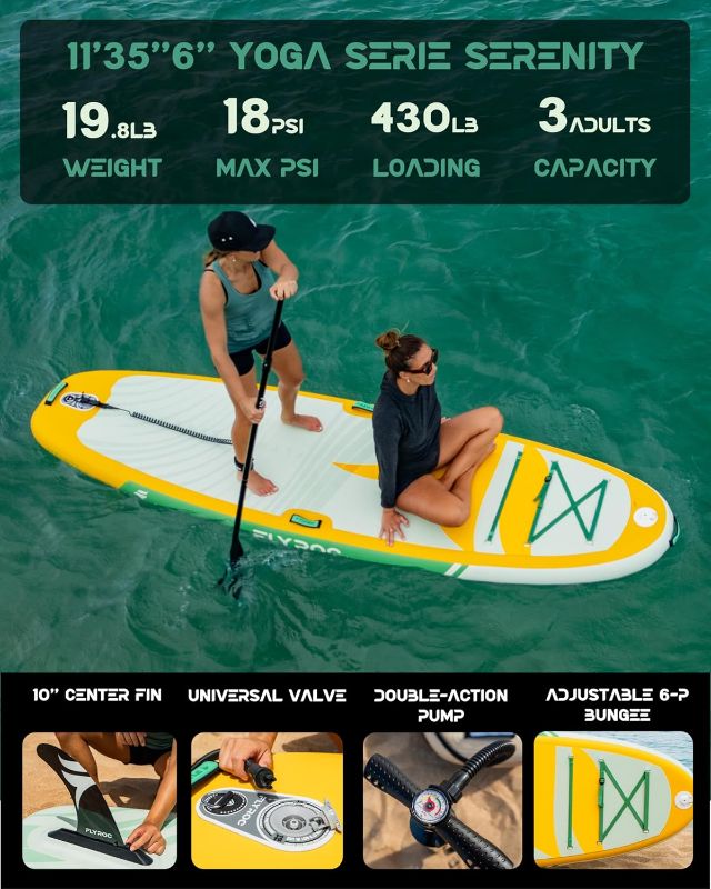 Photo 1 of Extra Wide Inflatable Paddle Board, 430lb Capacity Stable Paddleboard for Yoga, Stand up Paddle Board for Adults(x3