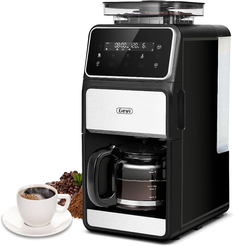 Photo 1 of Gevi 10-Cup Grind & Brew Coffee Maker with Built-in Burr Grinder – Programmable Touch Screen, 4-Hour Keep Warm, Permanent Filter, Drip Coffee Machine for Home & Office
