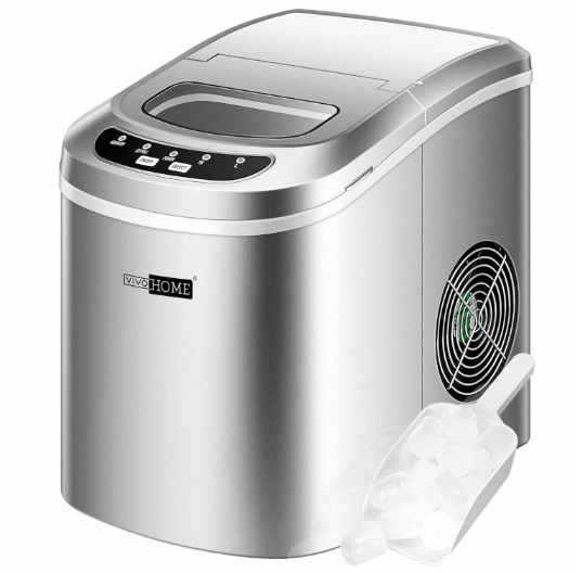 Photo 1 of VIVOHOME Electric Portable Compact Countertop Automatic Ice Cube Maker Machine with Hand Scoop and Self Cleaning Function 26lbs/Day Silver