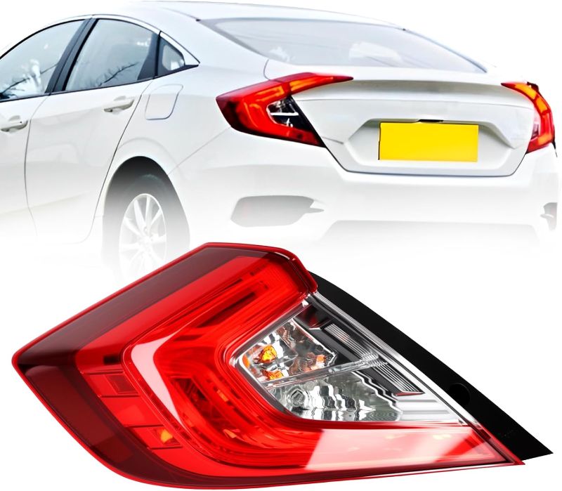 Photo 1 of Brake Tail Lights for Honda Civic Sedan 2016 to 2021 - Rear Taillight Assembly Replacement for 33550-TBA-A01 and HO2804110 - Tail Lamp for Driver Side Left
