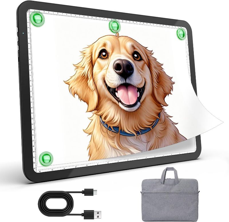 Photo 1 of Zocelight Rechargeable A3 Tracing Light Box with Padded Case,Diamond Art Light Board with 4 Magnets,Wireless Light Pad for Diamond Painting,Ultra Bright Light Table for Drawing, Sketching(Black)
