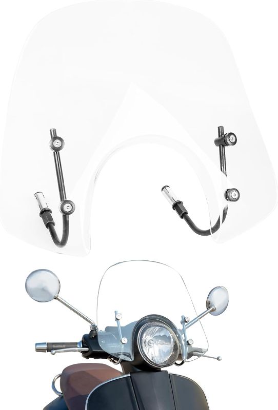Photo 1 of Motorcycle Windshield Deflector with Bracket Windscreen Fit for Vespa LX50 LX125 LX200 GT200 GTS250 GTS300 125 Super Sport Bj Wind Shield Screen Visor Flyscreen, Transparent
