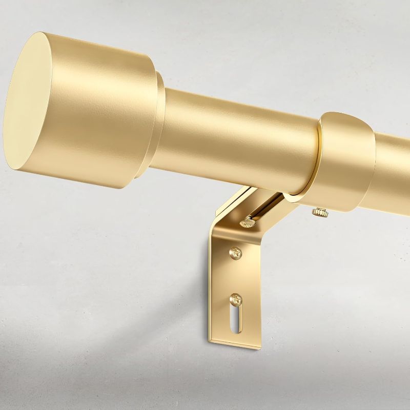 Photo 1 of GEEBOBO Gold Curtain Rods for Windows 66 to 120 Inch, 1 Inch Adjustable Heavy Duty Easy Install Curtain Rods Set for Outdoor, Patio, Farmhouse, Bedroom, Living Room (Gold, 30"-120")

