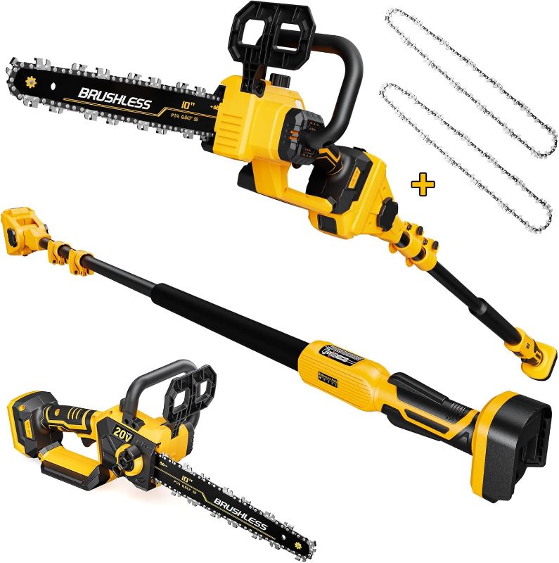 Photo 1 of 2-IN-1 Cordless 10-Inch Pole Saw And Chainsaw, Total Reach of Max 14.5ft, Electric Pole Saw for Tree Trimming Pruning (Tool Only)