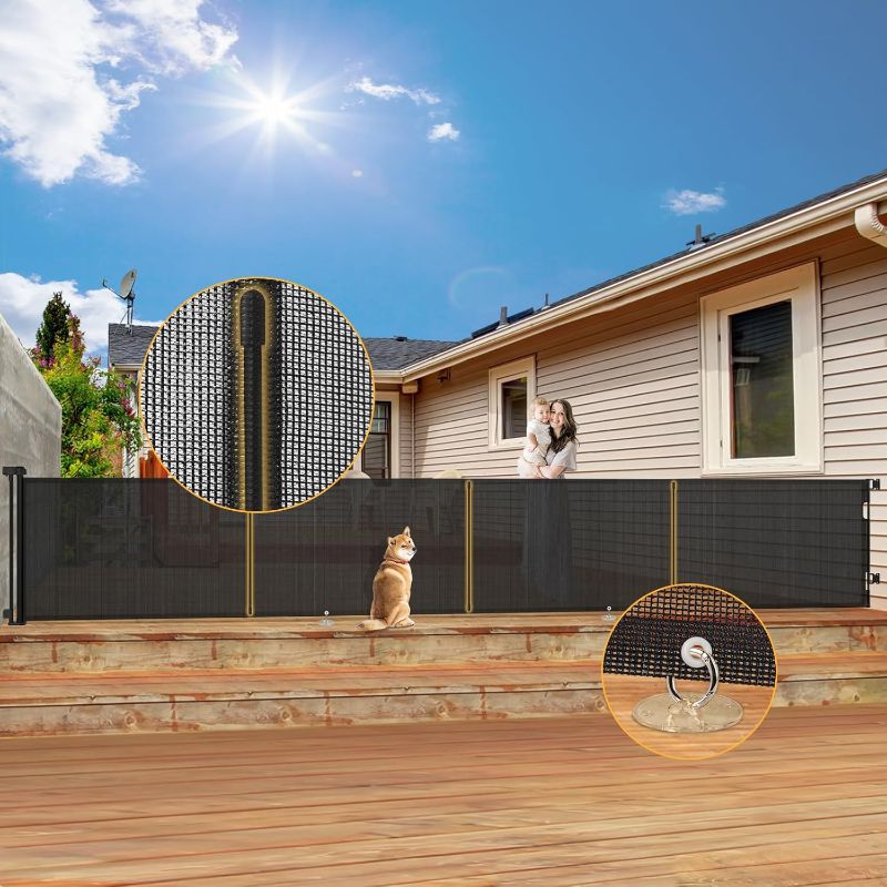 Photo 1 of 200'' Retractable Baby Gates Extra Wide,34" Tall Retractable Dog Gate for Doorways,Extra Long Retractable Baby Gate for Stairs,Kitchen,Indoor/Outdoor Retractable Gate with Fiberglass Reinforcement Rod
