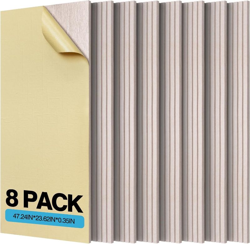 Photo 1 of Large Acoustic Panels, 47.2" X 23.6" X 0.35" Soundproof Wall Panel, Self-Adhesive Decorative Sound Proof Panels, High Density Absorbing Acoustic Treatment (Camel, 8 Pack)
