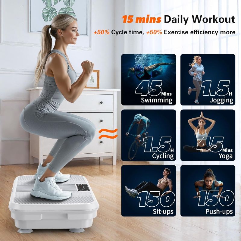 Photo 1 of 3D Vibration Plate Exercise Machine for Lymphatic Drainage, Whole Body Vibration Plate for Weight Loss, 330lbs Capacity Vibrating Platform Board Home Gym Quiet, 5 Yoga Belts & 2 Resistance Bands
