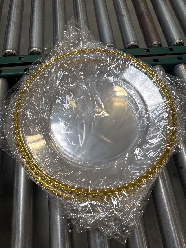 Photo 1 of Acrylic Clear Charger Plates Set of 10pcs - Elegant Decorative Dinner Plates for Wedding Reception, Holiday Party, Family Gathering & Daily Table Setting