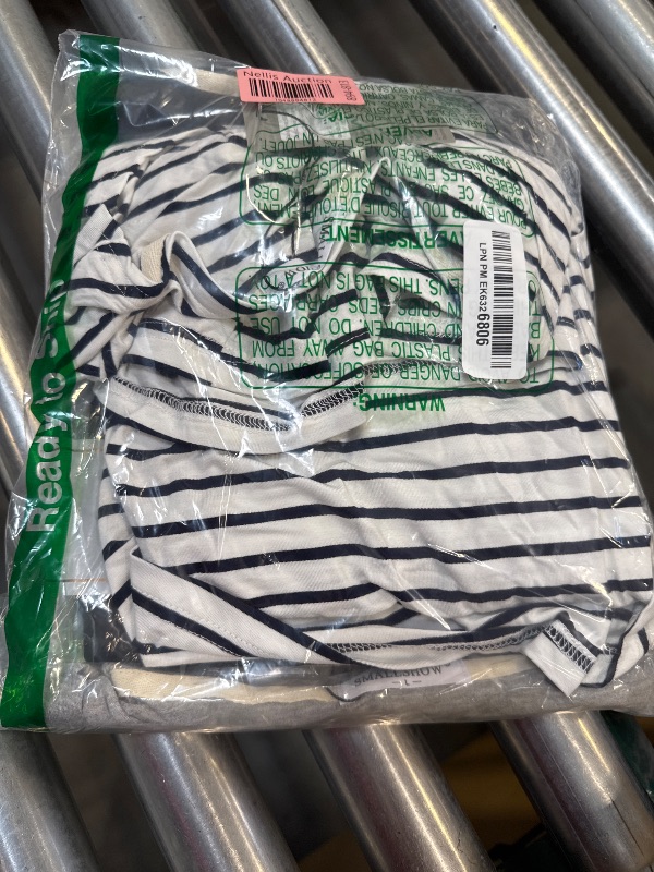 Photo 1 of Smallshow 3 Pcs Maternity Nursing T-Shirt Nursing Tops White Stripe-Black-Grey Large