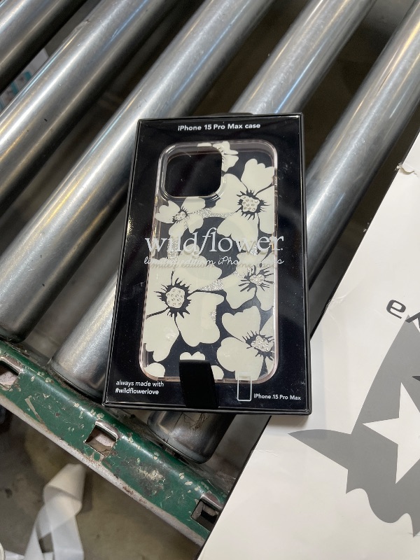 Photo 1 of Wildflower Cases - Compatible with Apple iPhone 15 Pro Max | Protective Black Bumper, 4ft Drop Test Certified, Women Owned Small Business | Snow Meow - Animal Leopard White Black Floral Cute Trendy