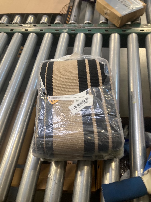 Photo 1 of OJIA Outdoor Area Rugs 4'x6', Black and Tan Outdoor Rug Machine Washable Patio Rugs Cotton Hand Woven Entryway Rug Indoor Rugs for Bedroom/Porch/Deck/Backyard/Camping/Living Room