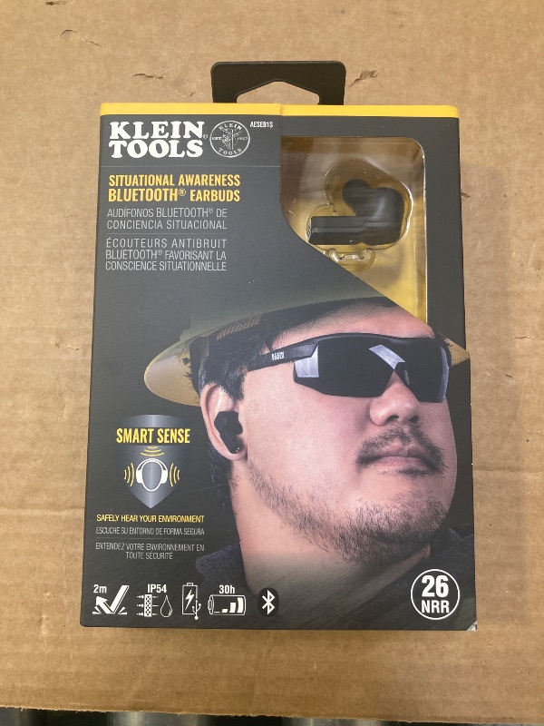 Photo 1 of Klein Tools AESEB1S SMART SENSE True Wireless Safety Earbuds with Bluetooth and Situational Awareness, 26dB Hearing Protection, 30-Hr Runtime