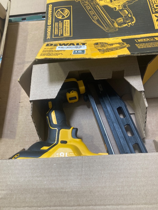 Photo 1 of DEWALT 20V MAX* Finish Nailer, Angled, 16GA, Tool Only (DCN660B)