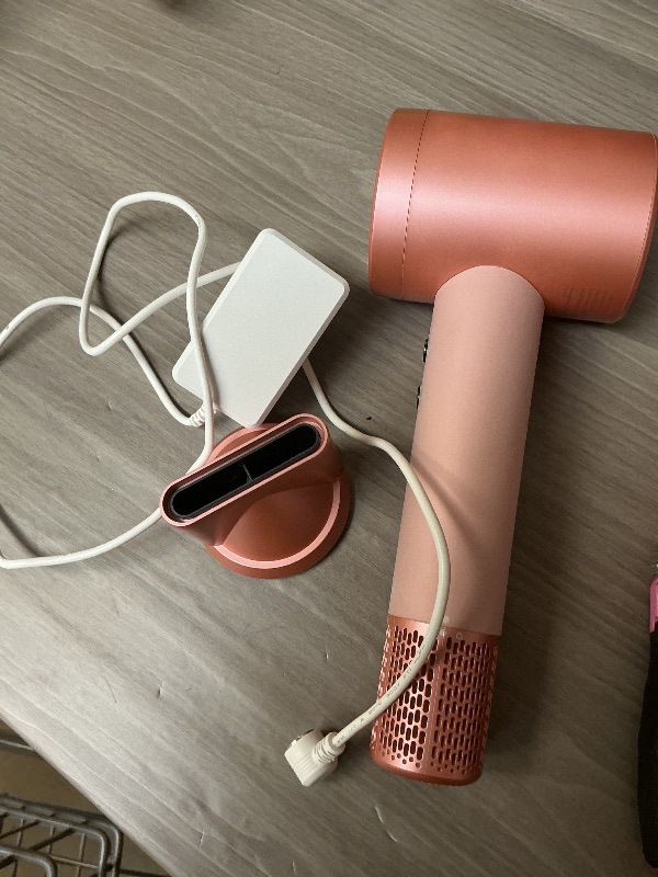 Photo 3 of Cordless Ionic Hair Dryer with Digital Screen, 4 Mode Charging Blow Dryer with Magnetic Nozzle, Travel Hair Dryer for Women Kids Outdoor Camping Beaches (Pink)