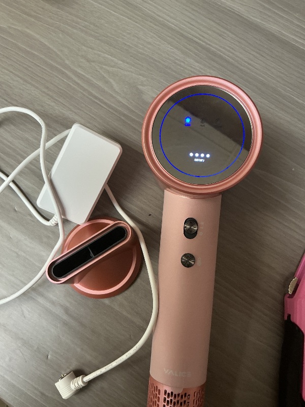 Photo 4 of Cordless Ionic Hair Dryer with Digital Screen, 4 Mode Charging Blow Dryer with Magnetic Nozzle, Travel Hair Dryer for Women Kids Outdoor Camping Beaches (Pink)