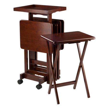 Photo 1 of 6-Piece Snack Table Set - Brown
