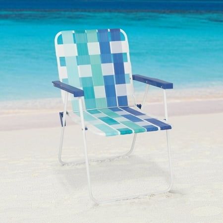 Photo 1 of Mainstays Folding Beach Web Fabric Chair Blue Tonal Stripe
