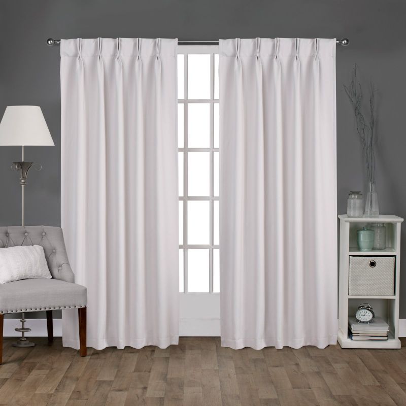 Photo 1 of Exclusive Home Curtains Sateen Pinch Pleat Energy Saving Blackout Set of 2 Curtain Panel, One Size, Beige