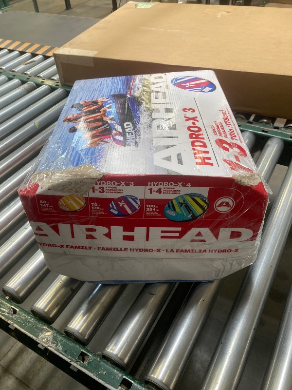 Photo 1 of Airhead Hydro X 3 Person Towable Tube for Boating Blue White & Red 70 Deflated Size Max Capacity 510 Lbs
