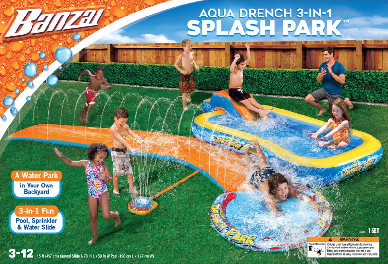 Photo 1 of Banzai Aqua Drench 3-in-1 Splash Park for Outdoor Summer Fun Ages 3+

