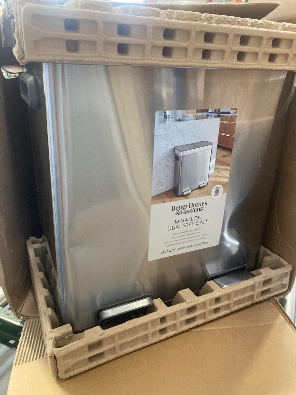 Photo 1 of Better Homes and Gardens 18G Dual Unit Rectangular Stainless Steel Trash Can
