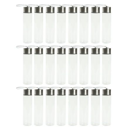 Photo 1 of Mainstays 18oz Plastic Clear Water Bottles Stainless Steel Screw Cap Lid with Strap 24 Pack