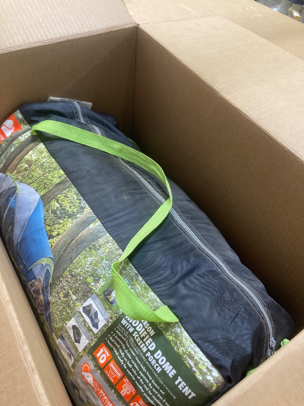 Photo 1 of Ozark Trail 10-Person Dome Tent with Screen Porch – 3-Room Family Camping Tent with Weather Protection
