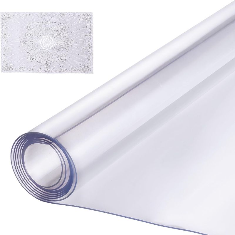 Photo 1 of VEVOR Plastic Table Cover, 40 x 60 Inch 1.5 mm Thick Clear PVC Table Protector, Rectangle Desk Mat, Waterproof & Easy Cleaning Tablecloth, for Office, Dresser, Dining Room, Night Stand
