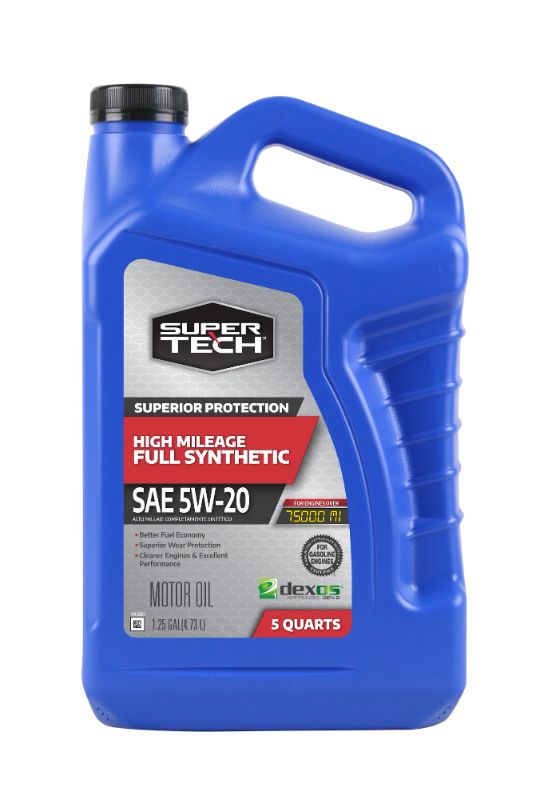 Photo 1 of Super Tech High Mileage Full Synthetic SAE 5W-20 Motor Oil 5 Quarts
