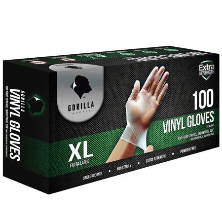 Photo 1 of Gorilla Supply Disposable Vinyl Gloves BPA & Latex & Powder Free 100 Ct Extra Large
