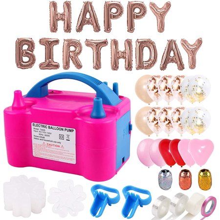 Photo 1 of Electric Air Balloon Pump Electric Balloon Inflator 132 Pcs Portable Dual Nozzles Balloon Blower Set with 90 Pcs Balloons for Party
