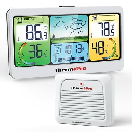 Photo 1 of ThermoPro 1000FT Wireless Weather Station Indoor Outdoor Thermometer Hygrometer Barometer Forecast
