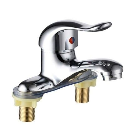 Photo 1 of OUEYXIO Faucet Hardware Bathroom Double Couplet Basin Sink Faucet Countertop Mixer Tap 