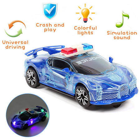 Photo 1 of Tyethy 360 Rotation Light-up Police Car Toy Electric Car with Bright Flashing LED Lights Simulation Sounds Toy Car for Kids Gift
