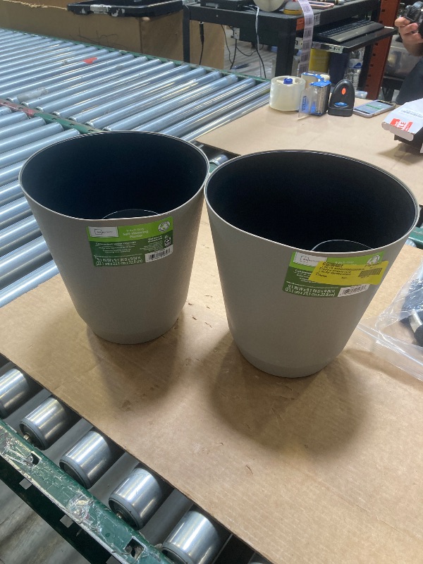 Photo 1 of Mainstays 9 in. Beige Resin Self-Watering Planter, 2 Pack

