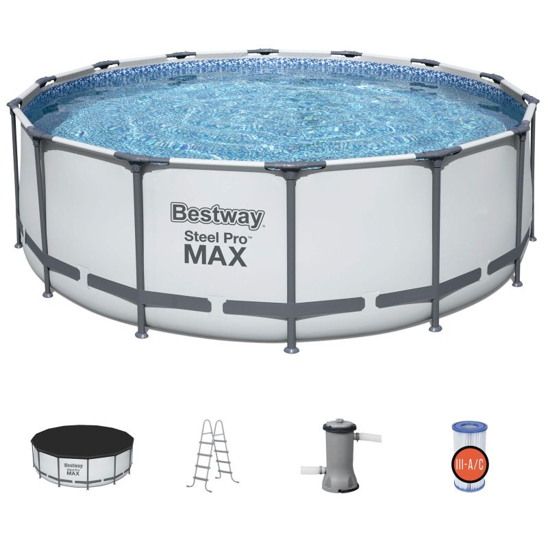 Photo 1 of Bestway Steel Pro MAX 16'x48" Round Above Ground Swimming Pool with Pump & Cover