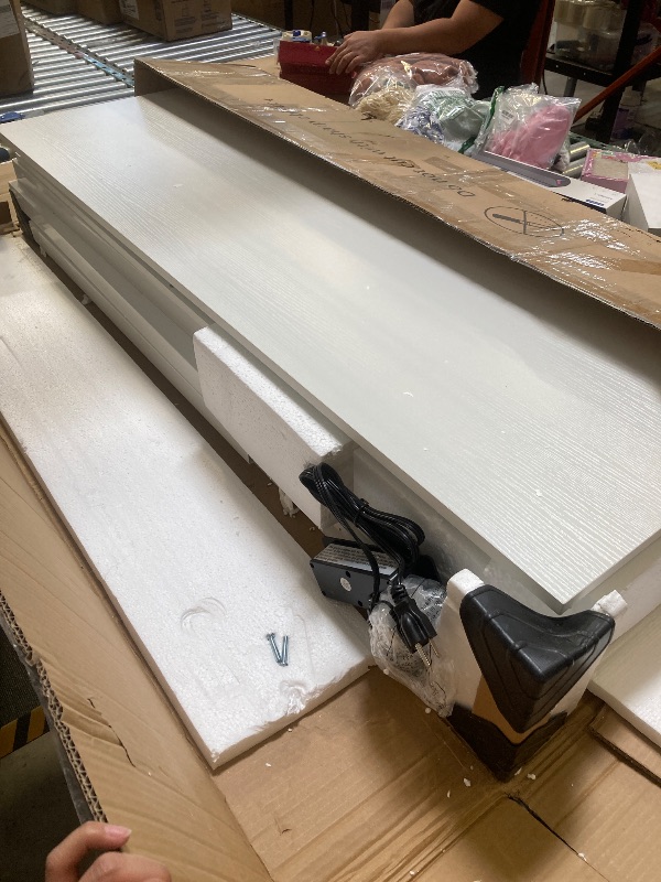 Photo 1 of Dextrus Fish Tank Stand with Electrical Sockets RGB Lighting Cabinet for 55-75 Gallon Aquariums Supports 900 Lbs White
