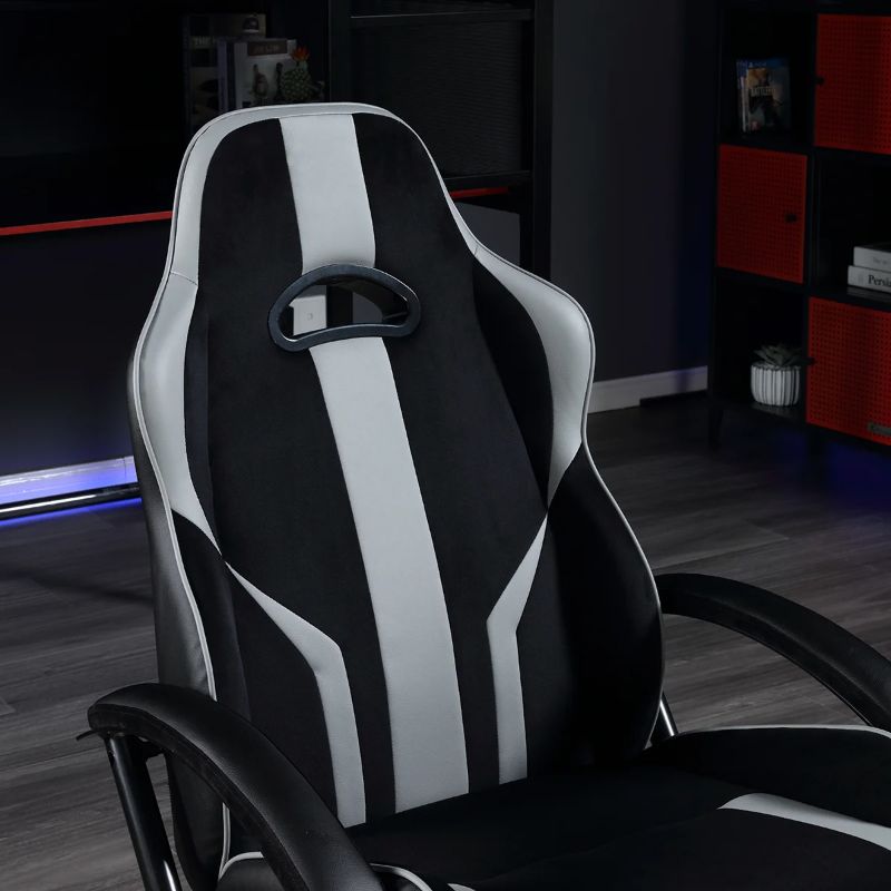 Photo 1 of X Rocker Milano Pedestal Gaming Chair with Footrest, Black/Gray

