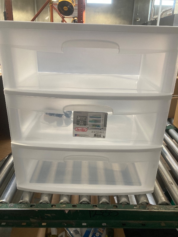 Photo 1 of Sterilite 3 Drawer White Wide Storage Drawer Cart 29308001
