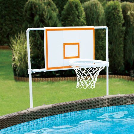 Photo 1 of Summer Waves 3.6ft X 37 Inches Basketball Set with Basketball Hoop Backboard & Rim for Metal Frame Above Ground Pools White Inflatable Basketball 

