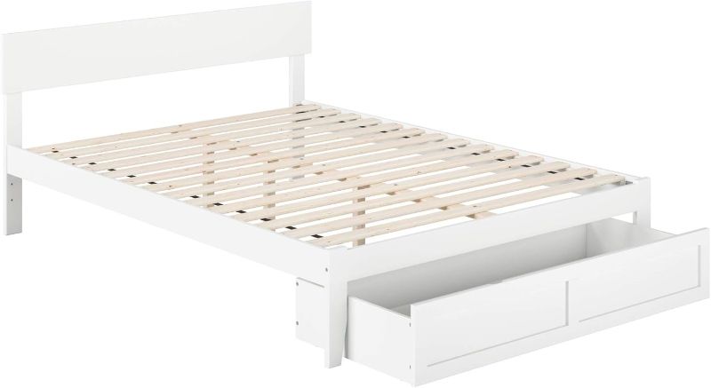 Photo 1 of AFI Boston Queen Size Platform Bed with Foot Drawer in White
