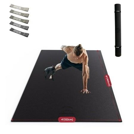 Photo 1 of Extra Wide Exercise Mat – 6 X4 to 9 X6 – Thick Non-Slip Fitness Mat – Choose from Black
