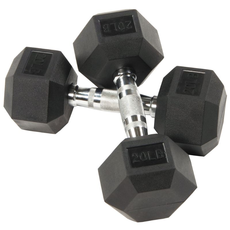 Photo 1 of BalanceFrom Rubber Encased Hex Dumbbells, 20 Lbs. Pair
